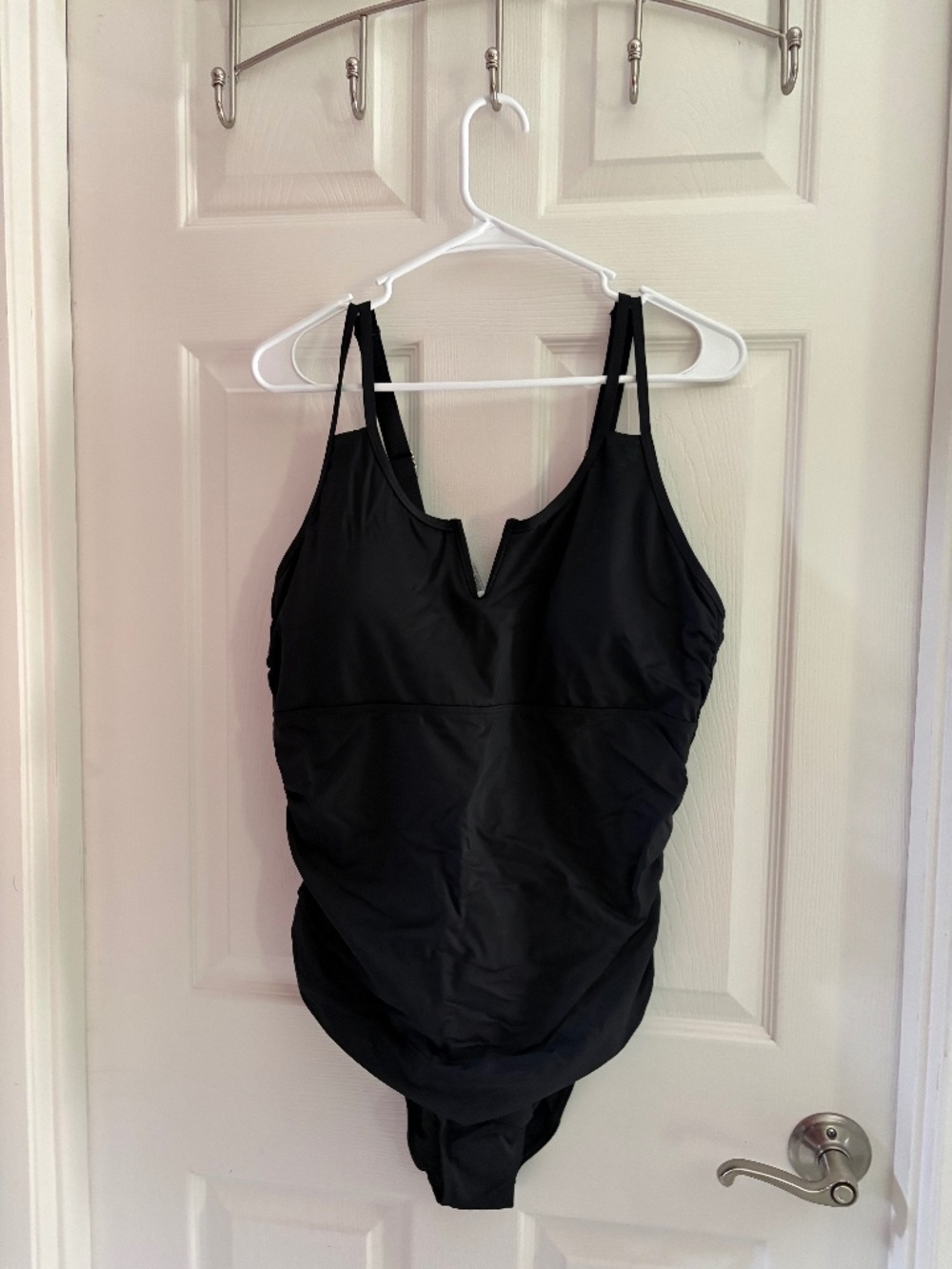NWT Yonique Black Ruched One Piece Swimsuit Size XXL